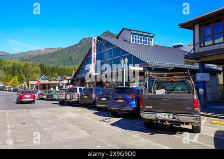 Facade of the Salmon Landing shopping center on Spruce Mill Way in Ketchikan, Alaska Stock Photo