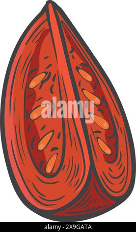 Tomato quarter isolated on white background. Stock Vector