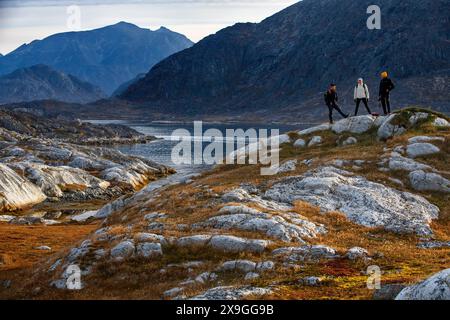 Mountains and lanscape in the bay of Nanortalik (Place of Polar Bears), Kujalleq Municipality, southern Greenland, Polar Regions Stock Photo