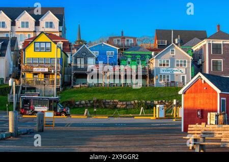 Colorful houses in the waterfront of Lunenburg Nova Scotia, Canada. A historical town in Canada Stock Photo