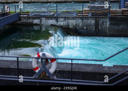 Whitewater rapids on river viewed from above Stock Photo