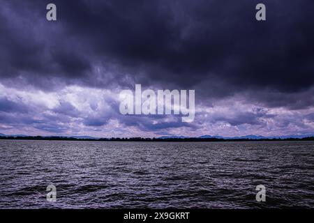 Storm is forming over the river Drava Stock Photo