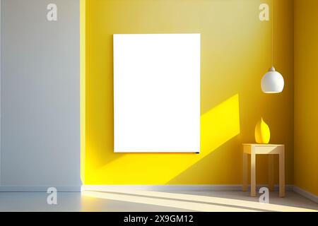 Home interior poster mock up with vertical frame - wall mockup interior. Wall art. 3d rendering, 3d illustration Stock Photo