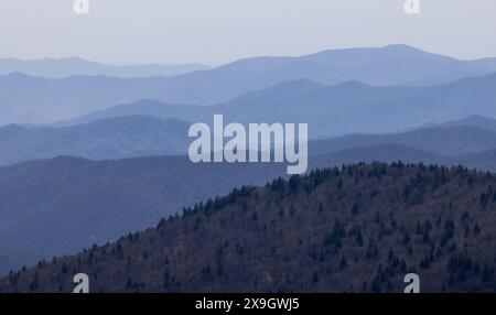 Mountain ridges as seen from Cligmans Dome, Great Smoky Mountains National Park, North Carolina Stock Photo