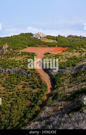 Parking of the Achada do Teixeira, an altitude restaurant at the start of the PR 1.2 trail climbing to the Pico Ruivo, the highest mountain peak on Ma Stock Photo