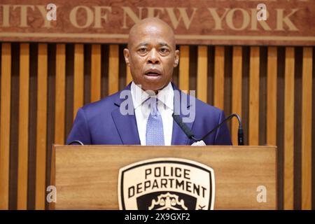 Ny, USA. 30th May, 2024. One Police Plaza, New York, USA, May 31, 2024 - Mayor Eric Adams and New York City Police Department (NYPD) Commissioner Edward Caban hold a briefing regarding security for the Israel Day Parade today in New York City. Photo: Luiz Rampelotto/EuropaNewswire.Editorial Use Only. Not for Commercial USAGE! (Credit Image: © Luiz Rampelotto/ZUMA Press Wire) EDITORIAL USAGE ONLY! Not for Commercial USAGE! Stock Photo