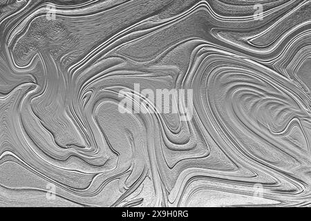 Abstract image featuring black wavy lines on a white background ...