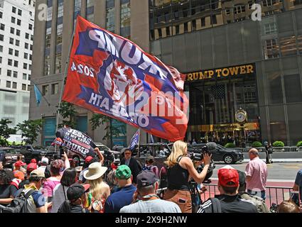 New York, New York, USA. 31st May, 2024. Crowds on both sides of the issue gather on Fifth Avenue outside of Trump Tower the day after the Trump hush money trial guilty verdict was announced. (Photo: Andrea RENAULT/ Zuma Press) (Credit Image: © Andrea Renault/ZUMA Press Wire) EDITORIAL USAGE ONLY! Not for Commercial USAGE! Stock Photo