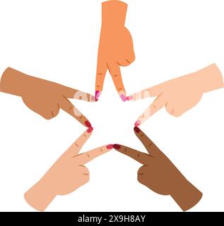 hands of people making star shape from fingers Stock Vector