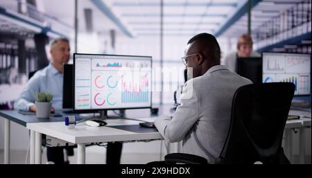 Data Analyst Using Data Analytics KPI Dashboard Stock Photo