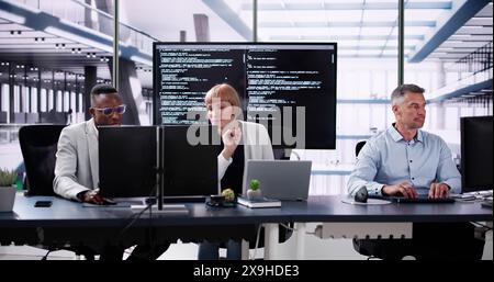 Agile Pair Programming And Extreme Coding. Business Software Stock Photo