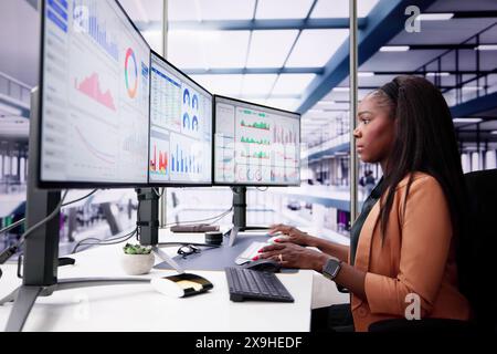 Data Analyst Using Data Analytics KPI Dashboard Stock Photo