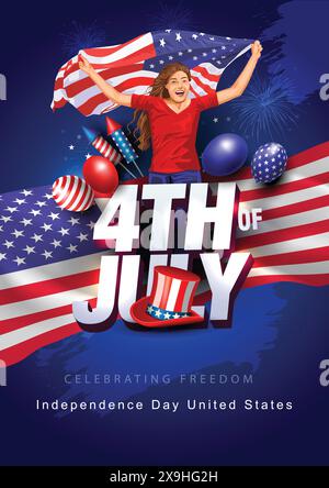 4th of July happy independence day America. abstract vector illustration design Stock Vector