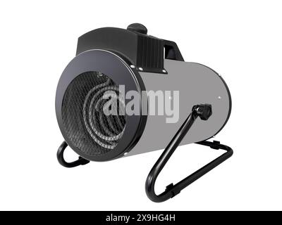 Industrial heat gun for heating large spaces isolated on white background. Heater floor gun. Electric heat gun isolated Stock Photo