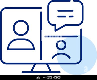 Online video conference call. Chat-based classroom, distant education. Pixel perfect, editable stroke icon Stock Vector