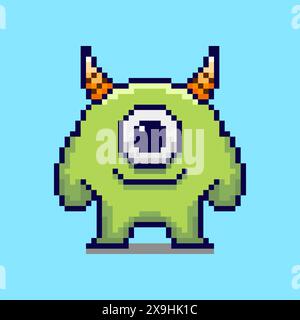 Vector Illustration of Monster with Pixel Art Design, perfect for game assets themed designs Stock Vector