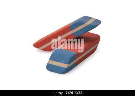 Student erasers isolated on white background Stock Photo
