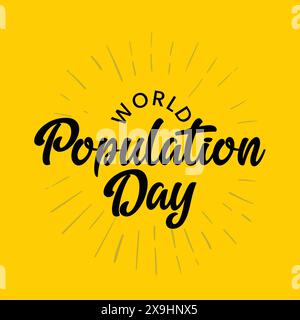 World Population Day typography vector template design. Population day poster, banner, greeting card. yellow background. Stock Vector