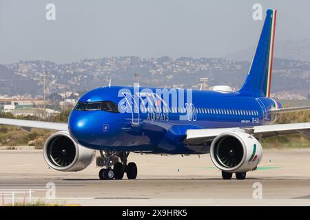 Barcelona, Spain - April 14, 2024: ITA Airways Airbus A320Neo on the taxiway at El Prat Airport in Barcelona, Spain. Stock Photo