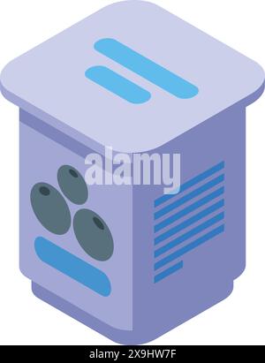 Colorful isometric vector of a purple recycling container with symbol, suitable for ecothemed designs Stock Vector