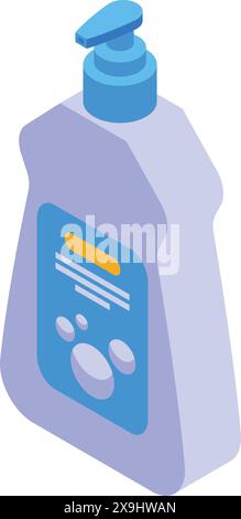 Isometric vector illustration of a hand sanitizer pump bottle on a white background Stock Vector