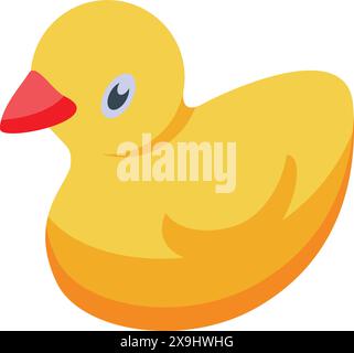 Cute yellow rubber duck floating in a boat. Vector illustration Stock ...
