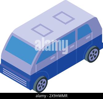3d isometric illustration of a blue mini van, perfect for transportthemed designs Stock Vector