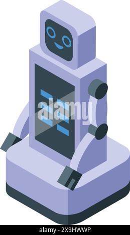 Colorful isometric cartoon robot illustration depicting friendly and futuristic technology with artificial intelligence and playful design concept Stock Vector