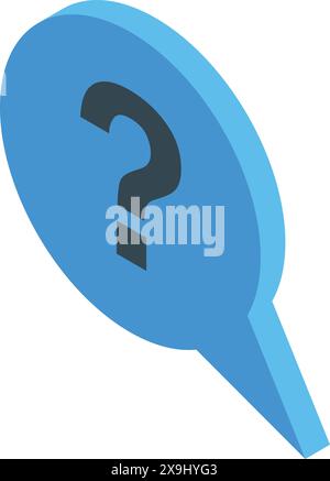Vibrant blue 3d speech bubble with a bold question mark, using isometric design Stock Vector