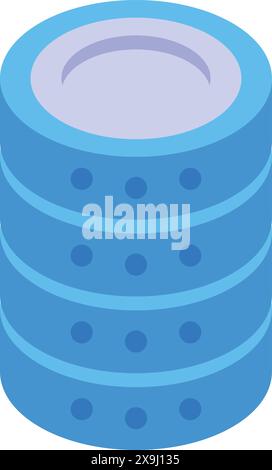 3d isometric database server icon with blue cyber security technology and scalable networking illustration Stock Vector