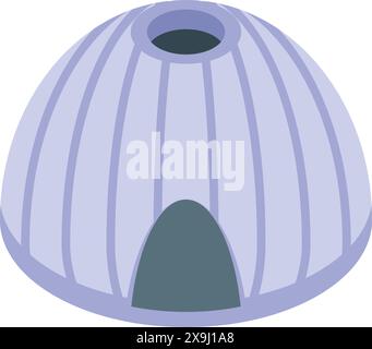 Colorful cartoon igloo illustration in a traditional inuit style with vector graphic design, isolated on a snowy background, perfect for children's winterthemed animation and educational concepts Stock Vector