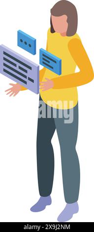 Vector illustration of an isometric office worker carrying a folder and documents Stock Vector