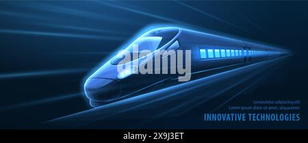Fast modern express passenger train no high speed railway Stock Vector