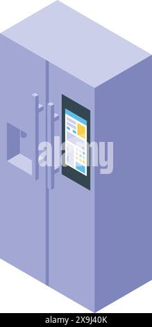 Isometric smart refrigerator illustration with modern technology and futuristic design on a white background Stock Vector