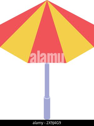 Brightly colored red and yellow beach umbrella vector graphic on a white background Stock Vector