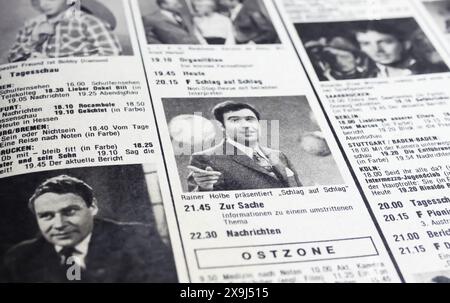 Viersen, Germany - May 9. 2024: German television programme guide from 1969 for eastern and western germany Stock Photo