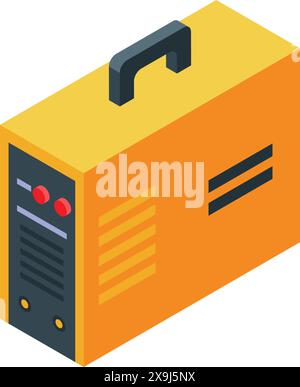 Isometric generator icon illustration in vibrant, colorful 3d vector design for portable power supply equipment in the industry Stock Vector
