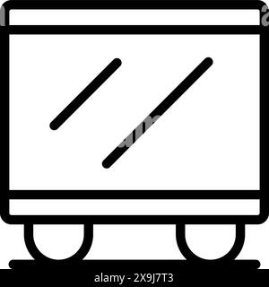Simplistic outline of a trash bin on wheels in a clean black and white vector style Stock Vector