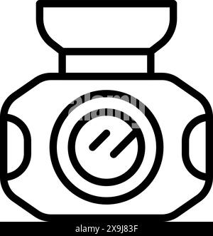 Black and white line drawing of a stylized camera icon, suitable for various design purposes Stock Vector