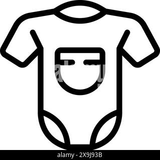 Vector illustration of a simple baby onesie line icon for newborns and infants. Perfect for baby clothing. Nursery essentials. And parenting items Stock Vector