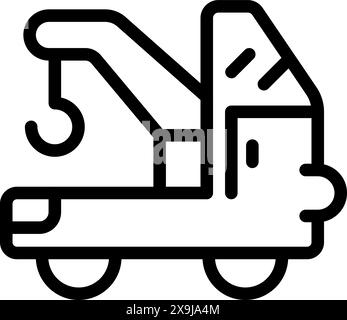 Black and white vector icon of a tow truck, simplified and suitable for web use Stock Vector