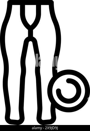 Simple line drawing of men's pants with a rolled belt, suitable for fashion and apparel design Stock Vector