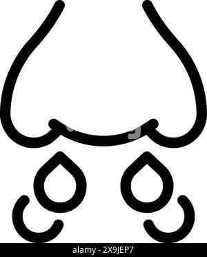 Simple black and white illustration of a decorated nose, perfect for beauty and fashion concepts Stock Vector