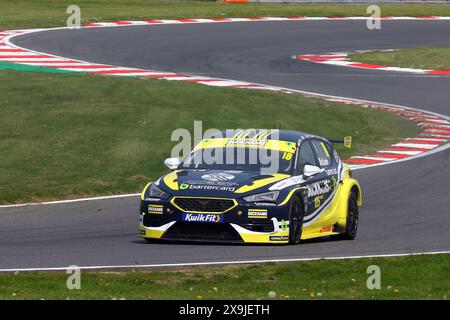 Daryl De Leon - Duckhams Racing with Bartercard -  driving Cupra Leon number 18 in the 2024 Kwik Fit BTCC at Brands Hatch in May 2024 Stock Photo