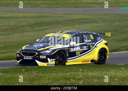 Daryl De Leon - Duckhams Racing with Bartercard -  driving Cupra Leon number 18 in the 2024 Kwik Fit BTCC at Brands Hatch in May 2024 Stock Photo