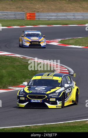 Daryl De Leon - Duckhams Racing with Bartercard -  driving Cupra Leon number 18 in the 2024 Kwik Fit BTCC at Brands Hatch in May 2024 Stock Photo