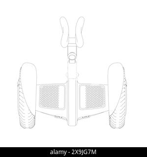 Contour Gyroscooter mini segway vector illustration. Cartoon isolated personal electric smart segway transport, modern eco vehicle with battery and tw Stock Vector