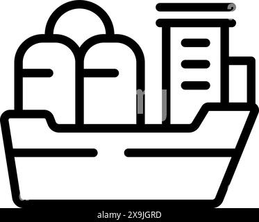 Simple black line drawing of a shopping basket filled with groceries, perfect for icons or logos Stock Vector