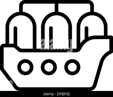 Digital line illustration of a simplistic ferry boat, suitable for icons or logos Stock Vector