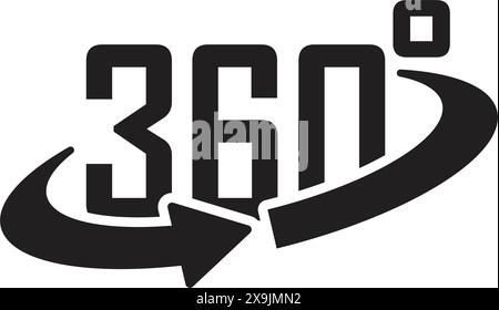360 degrees icon in flat style. Rotate symbol vector illustration on isolated background. Angle view sign business concept. Stock Vector
